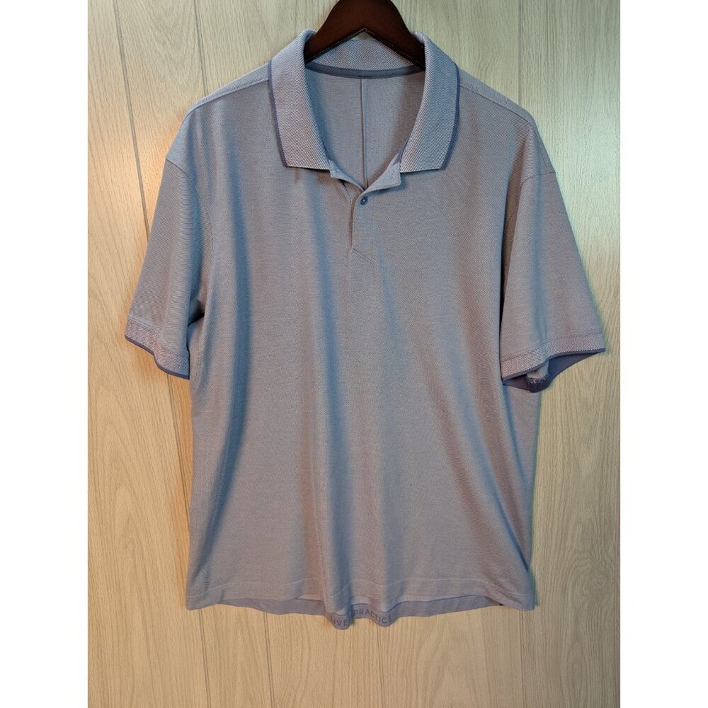 Lululemon Tech Pique Polo Shirt Mens Sz XL Live In Practice Blue Golf Vents
